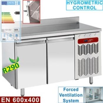 TP2N/HA-R2 (23) Konditorei-Bäckerei Kühltisch mit Aufkantung, 2 Türen EN 600x400, 345 Liter